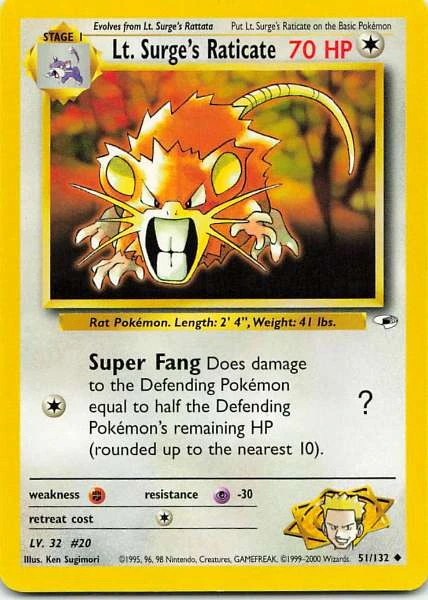 Lt. Surge's Raticate - Gym Heroes #51
