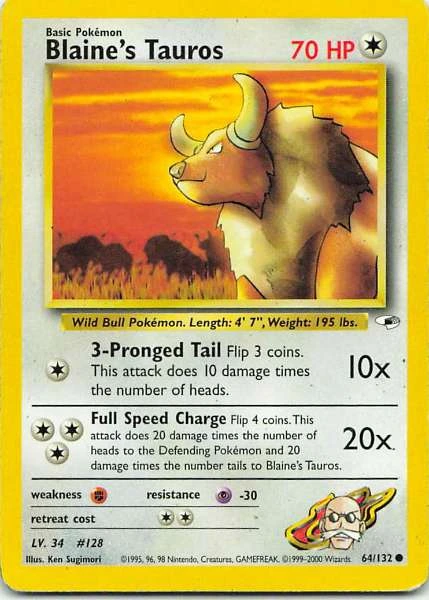 Blaine's Tauros - Gym Heroes #64