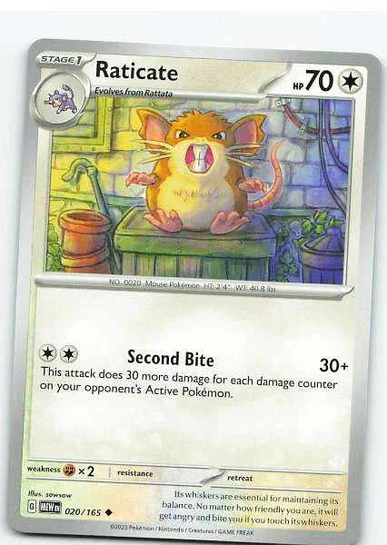 Raticate 020/165 - Pokémon Scarlet & Violet: 151 #020/165