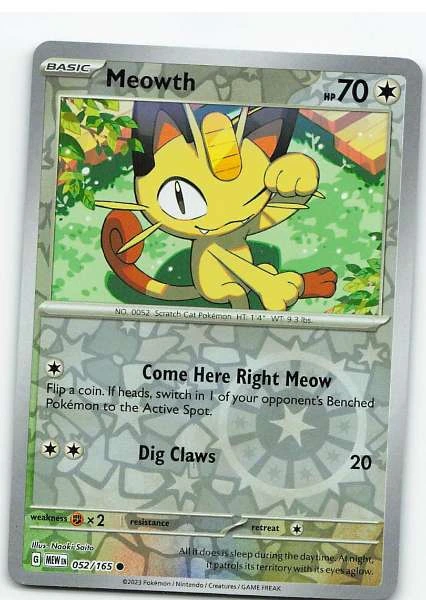 Meowth 052/165 Reverse Holo - Scarlet & Violet—151 #052/165
