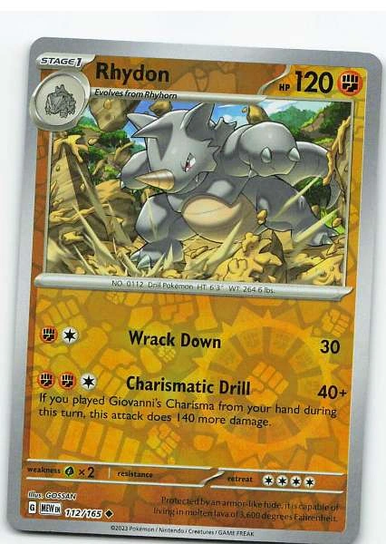 Rhydon 112/165 Reverse Holo - Scarlet & Violet—151 #112/165