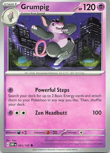 Grumpig - Pokémon Obsidian Flames #091/197