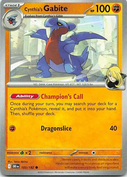 Cynthia's Gabite - Pokémon #103/182