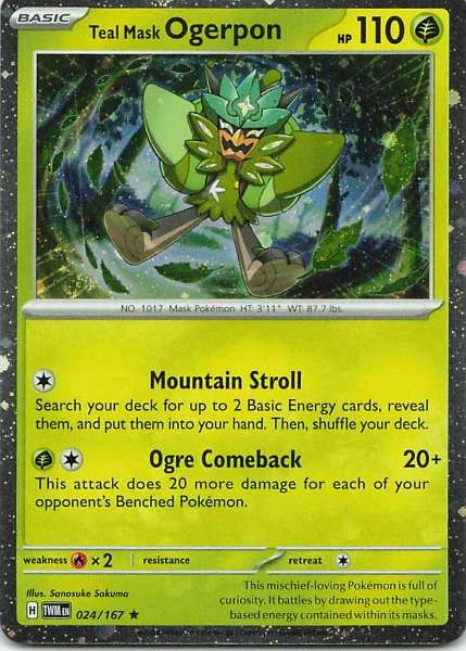 Teal Mask Ogerpon Cosmos Holo - Twilight Masquerade #024/167