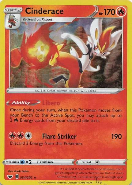 Cinderace - Sword & Shield Base Set #034/202