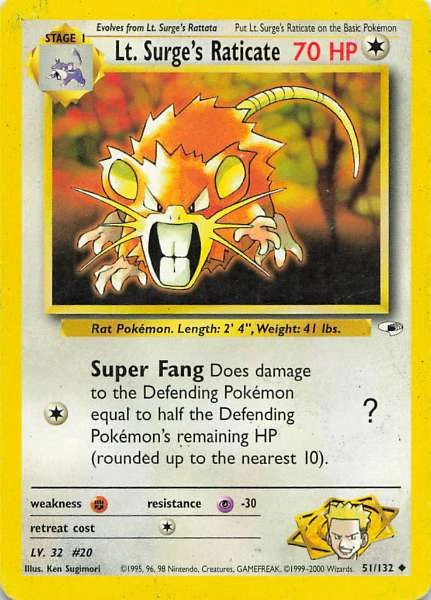 Lt. Surge's Raticate - Gym Heroes #51/132