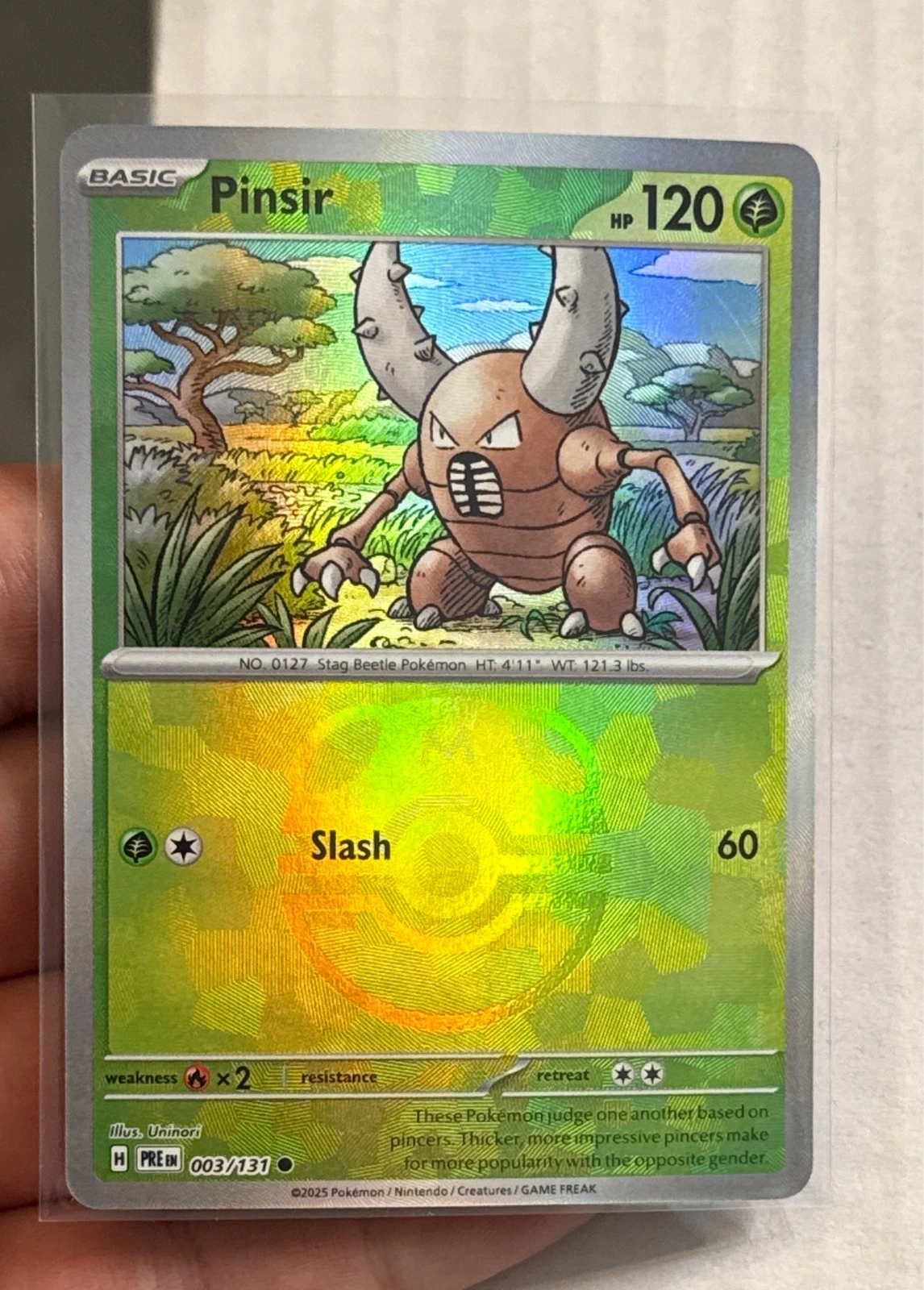 Pinsir 003/131 Master Ball Reverse Holo Pokemon Prismatic Evolutions #003/131