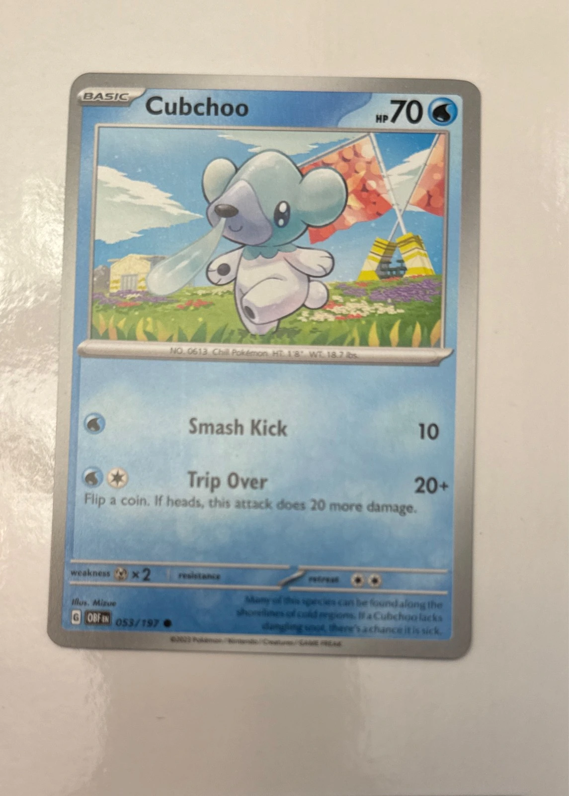 Cubchoo 053/197 Common Obsidian Flames Pokemon Reverse Holo Near Mint #053/197
