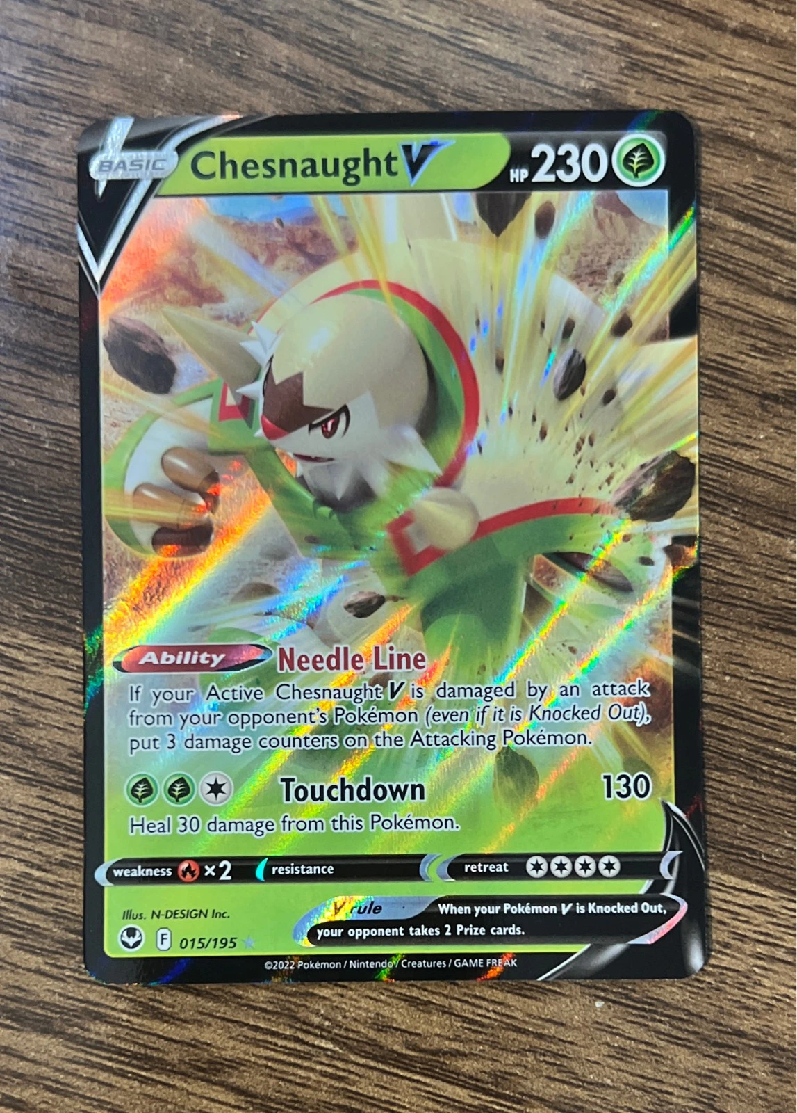Chesnaught V 015/195 Holo V Rare Silver Tempest Pokemon Near Mint #015/195