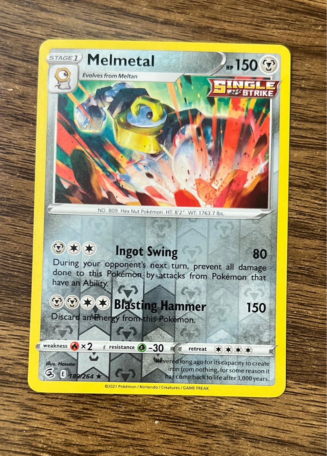 Pokemon - Melmetal -189/264 - Reverse Rare Holo - Fusion Strike - NM/M #189/264