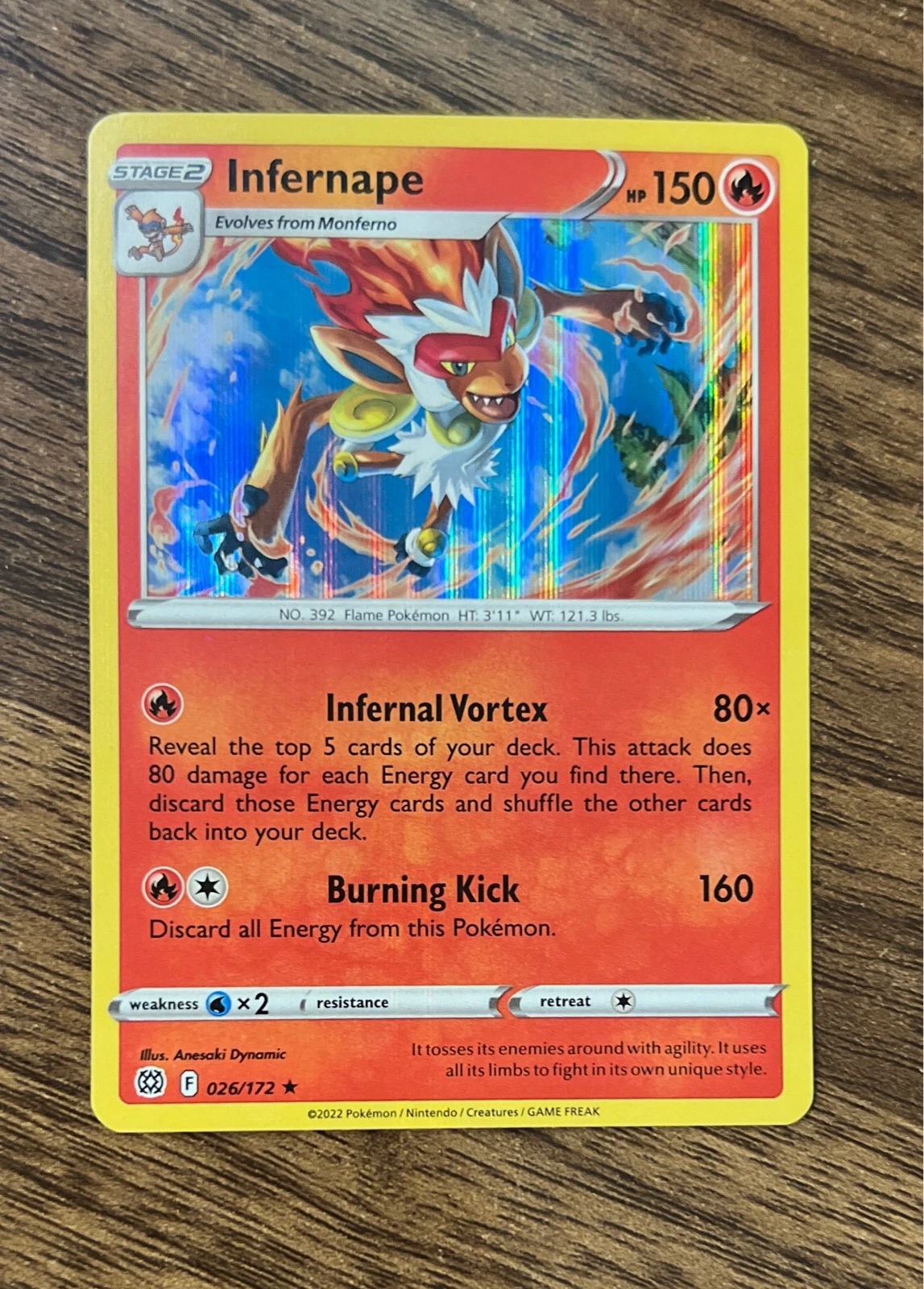 Infernape 026/172 Holo Rare Brilliant Stars Pokemon Holo Near Mint #026/172