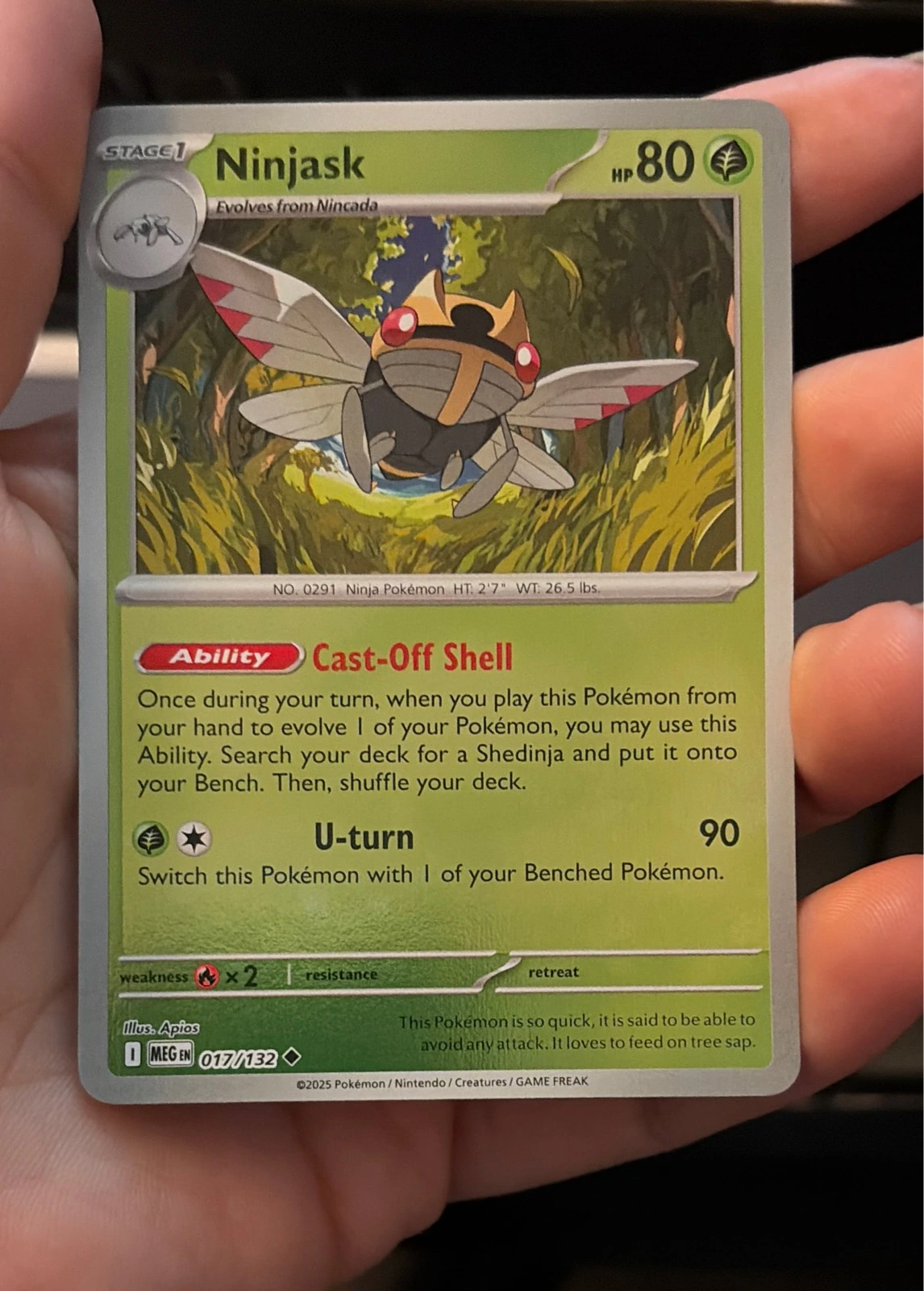 NINJASK 017/132 UNCOMMON MEGA EVOLUTION POKEMON REVERSE HOLO NM - Pokémon TCG: Scarlet & Violet—Prismatic Evolutions #017/132