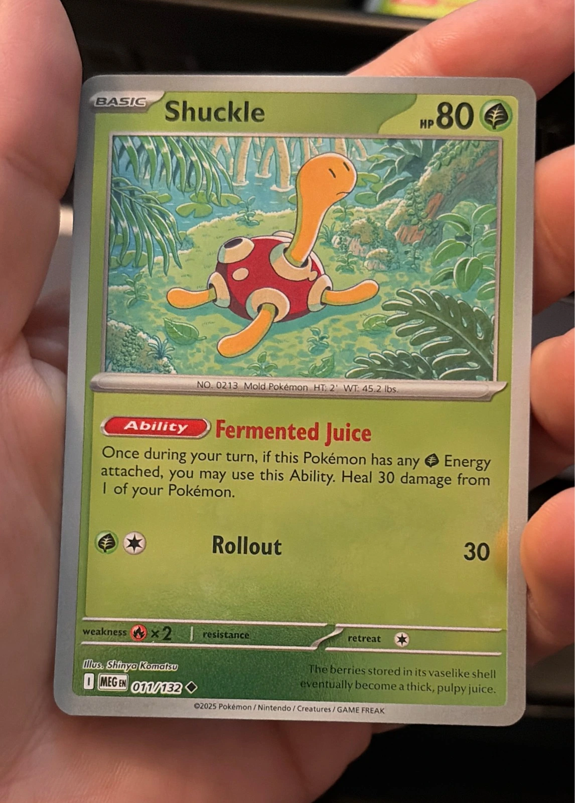 Shuckle 011/132 Uncommon Mega Evolution Pokemon Reverse Holo Near Mint - Prismatic Evolutions #011/132