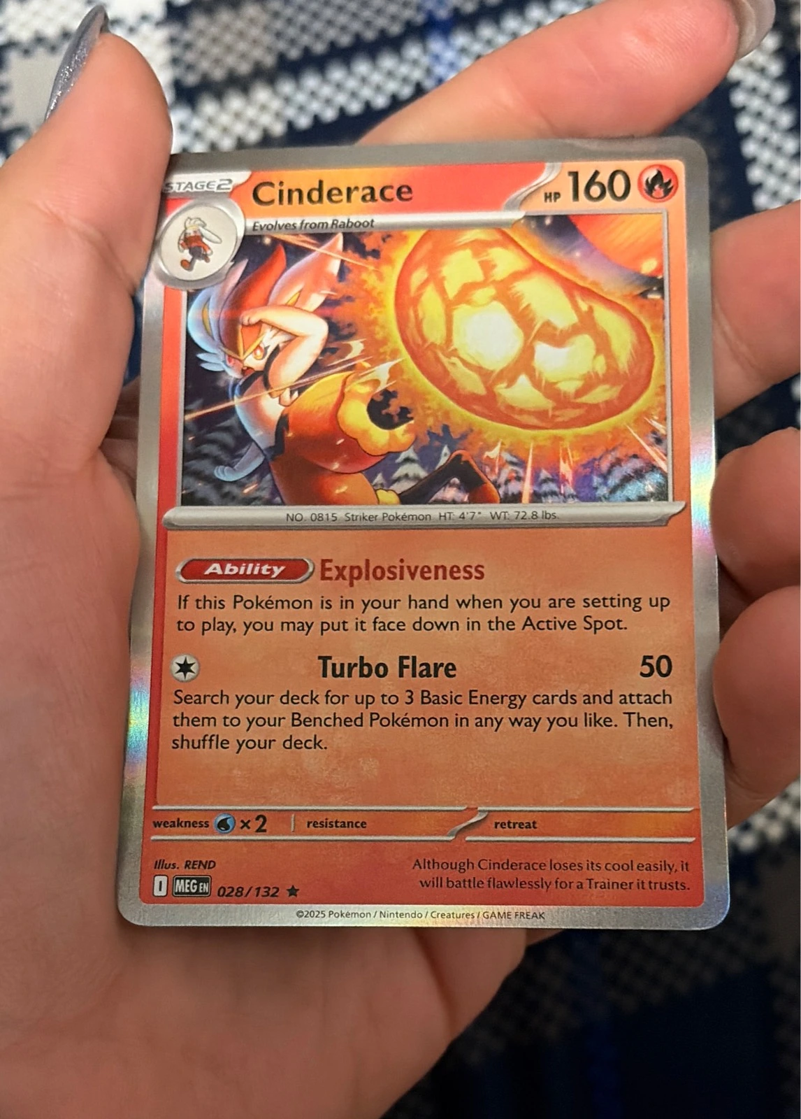 Cinderace 028/132 Holo MEG 2025 English Mega Evolution - Pokémon TCG Mega Evolution #028/132