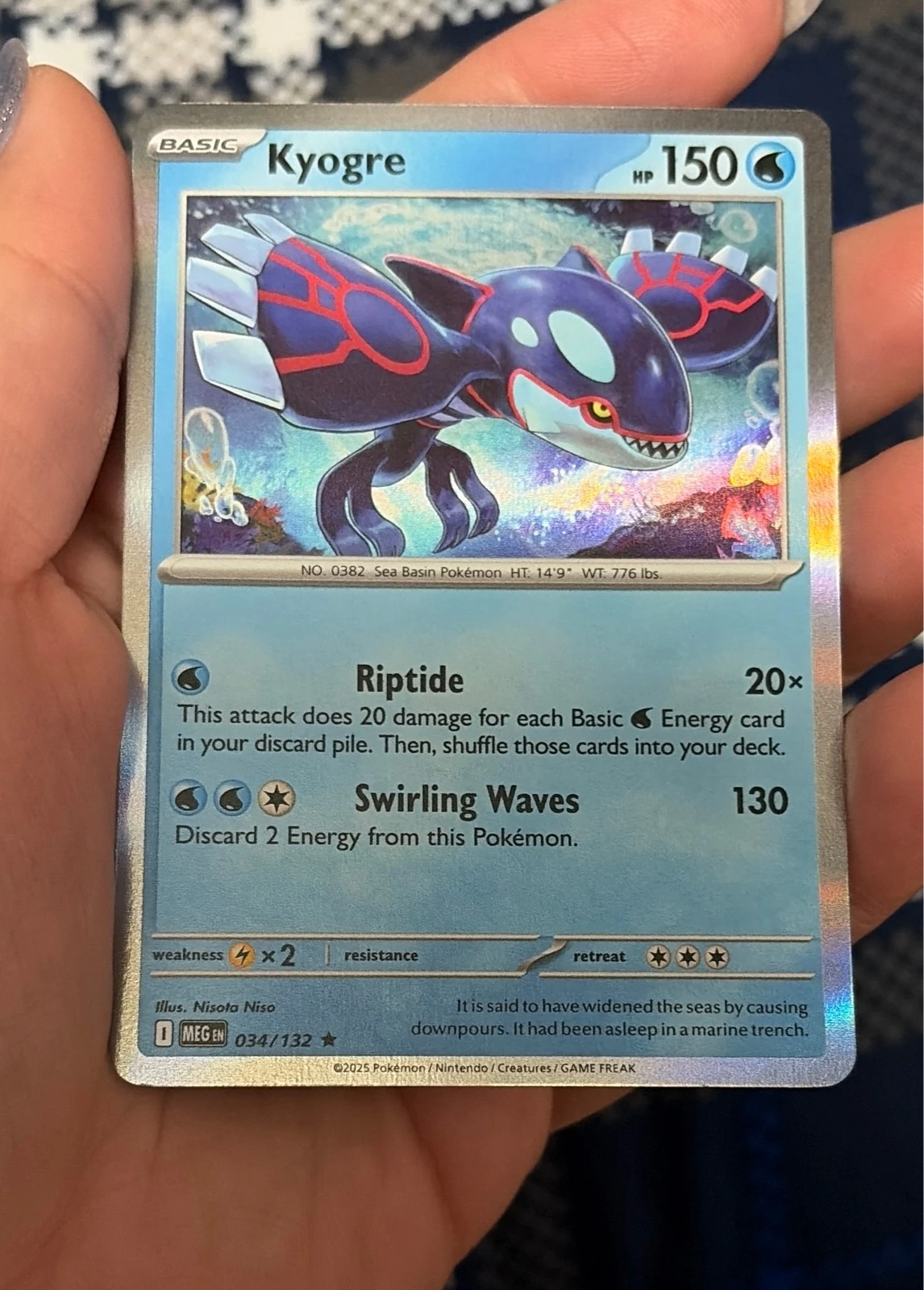 Kyogre 034/132 Rare Mega Evolution Pokemon Holo Near Mint - Pokémon TCG  Mega Evolution #034/132