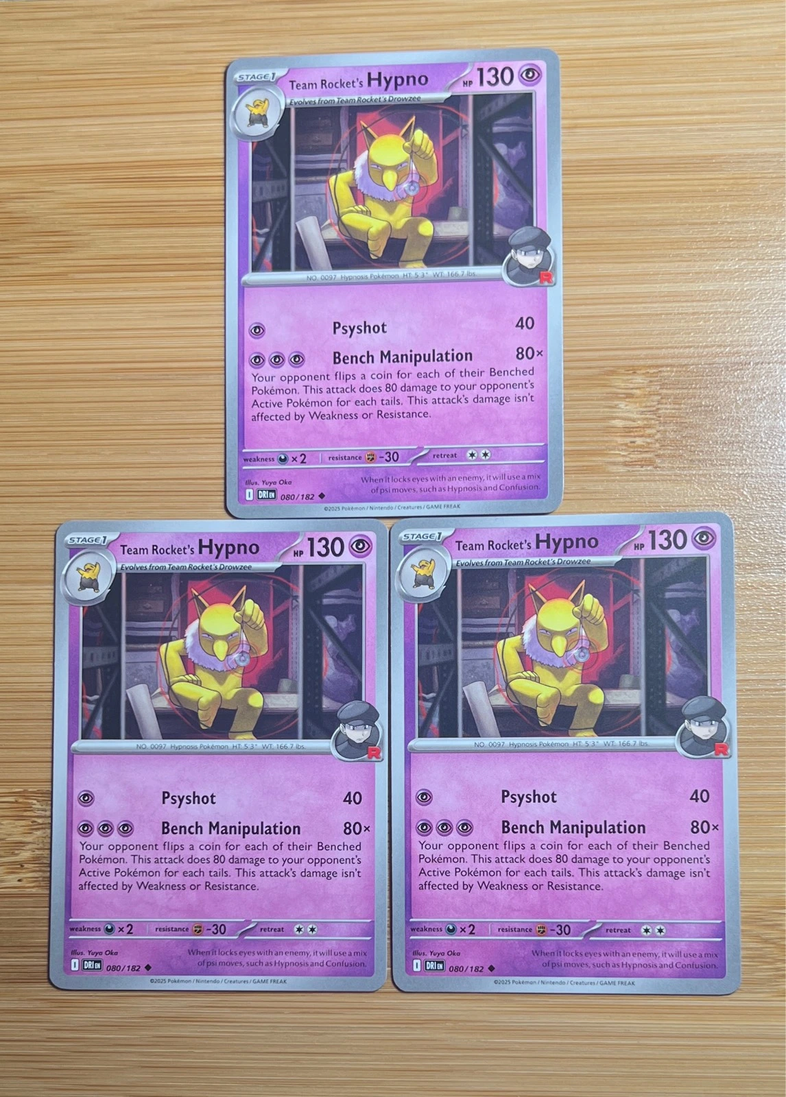 Team Rocket's Hypno 3x - Pokémon Destined Rivals #080/182