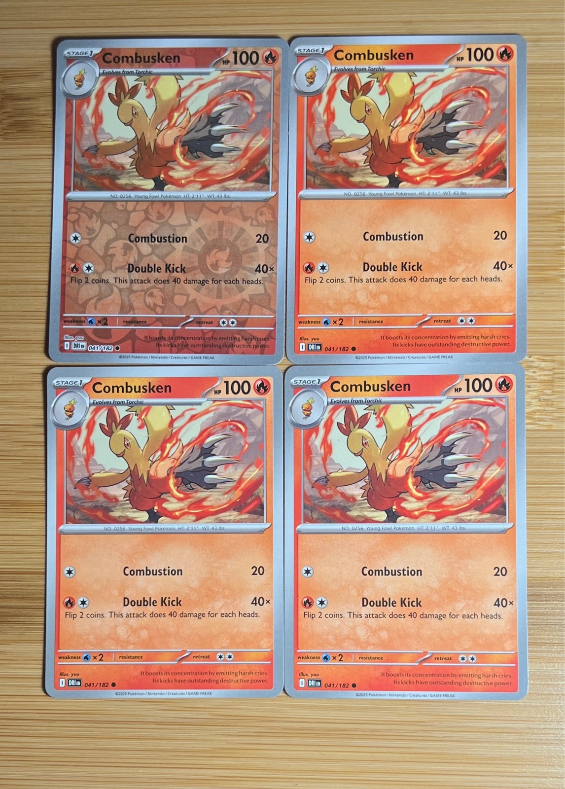 Combusken 1x Reverse 3x Normal - Pokémon Destined Rivals #041/182