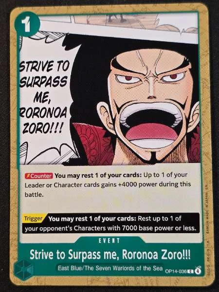 Strive to Surpass me, Roronoa Zoro!!! - The Azure Sea's Seven #OP14-036