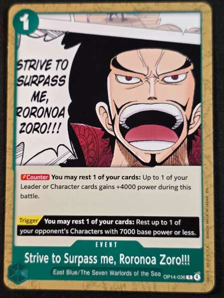 Strive to Surpass me, Roronoa Zoro!!! - The Azure Sea's Seven #OP14-036