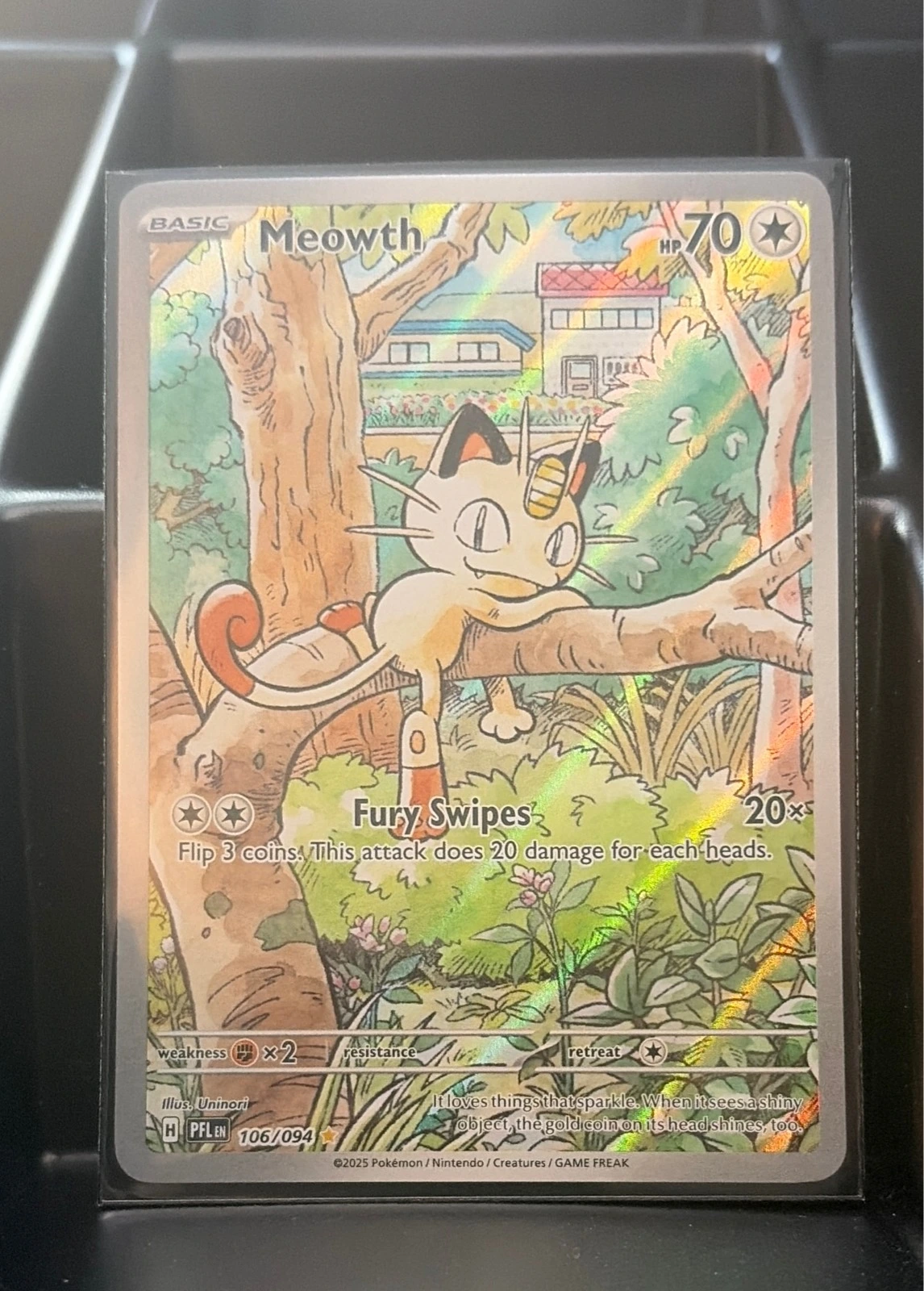 Meowth 106/094 Me02: Phantasmal Flames Illustration Rare Holo English HP70 #106/094