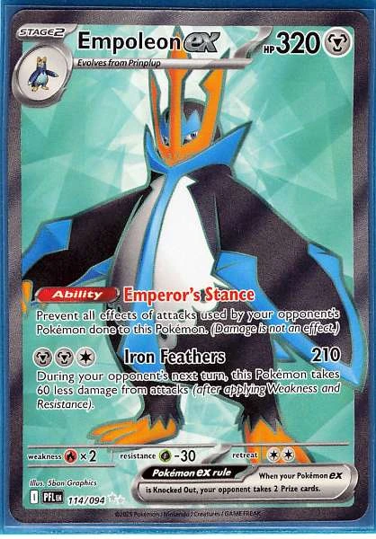 Empoleon ex 114/094 Phantasmal Flames Pokemon Card Full Art Near Mint #114/094